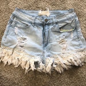 boho jean shorts